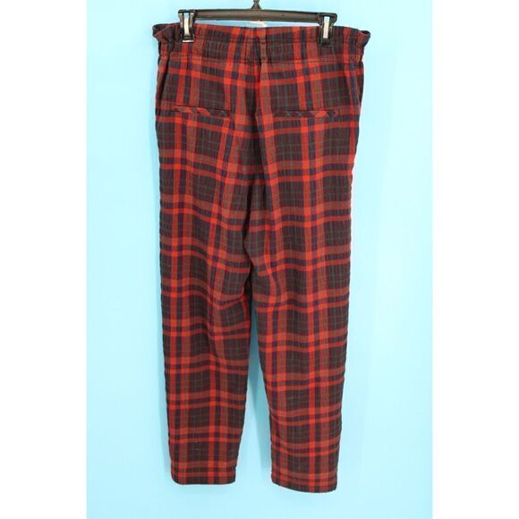 FREE PEOPLE Womens Here & There Tartan Plaid Paper Bag Pants Trousers Size 6 - Picture 3 of 6
